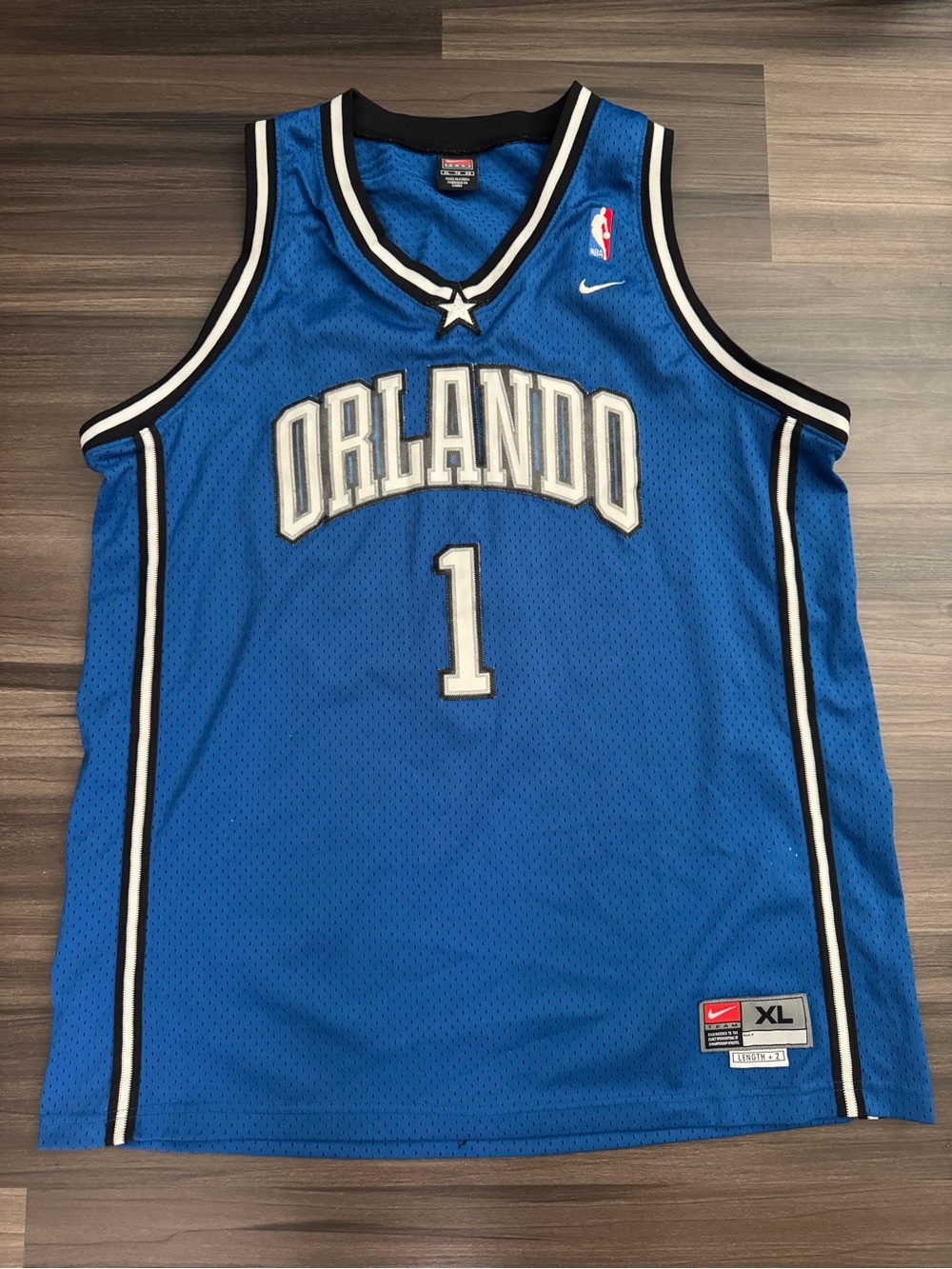 Nike Tracy McGrady #1 Orlando Magic NBA Stitched Jersey Men’s Length +2 XL